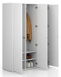 Szafka FRAME, 3 przedziały, 1299 x 450 x 1735 mm, PUSH-lock, biały