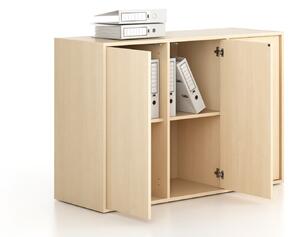 Szafa biurowa FRAME, niska, 3 drzwi, 1299 x 450 x 881 mm, PUSH-lock, brzoza