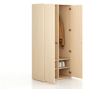 Szafka FRAME, 2 przedziały, 872 x 450 x 1735 mm, PUSH-lock, brzoza
