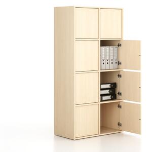 Szafka biurowa FRAME, 8x drzwi, 872 x 450 x 1735 mm, PUSH-lock, brzoza