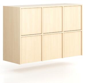 Nadstawka do szaf FRAME, 6x drzwi, 1299 x 450 x 854 mm, PUSH-lock, brzoza