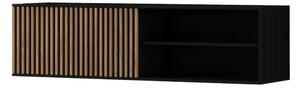 PROMOCJA Wisząca szafka TV MEORATI 150x40 cm, czarna/dąb artisan II. gatunek