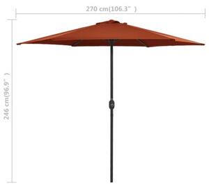 Parasol ogrodowy na aluminiowym słupku, 270x246 cm, terakota