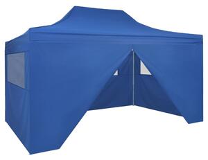 Rozkładany namiot, pawilon z 4 ścianami, 3 x 4,5 m, niebieski