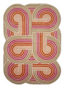 Różowy wełniany dywan tkany ręcznie 140x200 cm Spiral Shaped – Flair Rugs