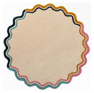 Wełniany okrągły dywan tkany ręcznie w naturalnym kolorze ø 180 cm Leo Scallop – Flair Rugs