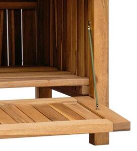 Rustykalna ławka ogrodowa z litego drewna teakowego z wbudowanym schowkiem, brązowa