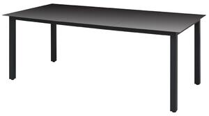 Stół ogrodowy, czarny, 190x90x74 cm, aluminium i szkło