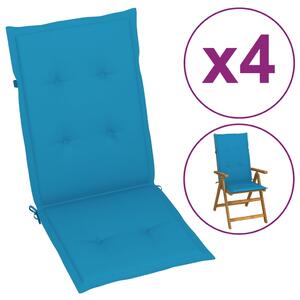 Poduszki na krzesła ogrodowe, 4 szt., niebieskie, 120x50x3 cm