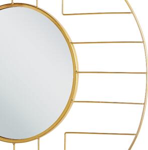 Dekoracyjne lustro ścienne metalowe wiszące okrągłe ø 60cm złote Hesdin Beliani