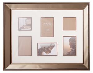 Lustrzana ramka na zdjęcia kolaż miedziana na 6 zdjęć 65 x 52 cm Dabola Beliani