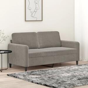 Sofa 2-osobowa, jasnoszara, 140 cm, tapicerowana aksamitem