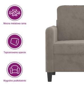Sofa 2-osobowa, jasnoszara, 140 cm, tapicerowana aksamitem