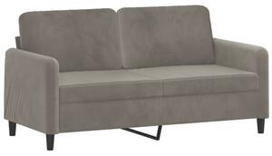 Sofa 2-osobowa, jasnoszara, 140 cm, tapicerowana aksamitem