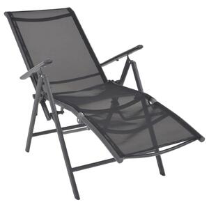 Rozkładane krzesło tarasowe, aluminium i textilene, czarne