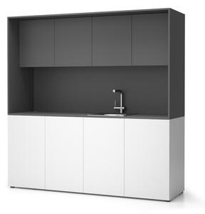 Kuchnia biurowa NIKA ze zlewem i kranem 1963 x 600 x 2000 mm, grafit, prawo