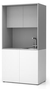 Kuchnia biurowa NIKA ze zlewem i kranem 1000 x 600 x 2000 mm, szary, prawe