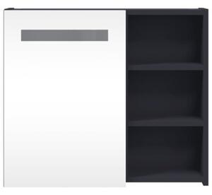 Szafka łazienkowa z lustrem i LED, szara, 60x13x52 cm