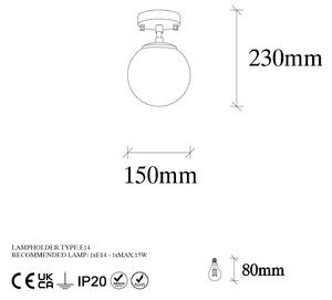 Opviq Lampa sufitowa Atmaca 10220, kolor złoty antyczny, szkło opalowe Ø 15 cm