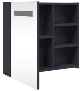 Szafka łazienkowa z lustrem i LED, szara, 60x13x52 cm