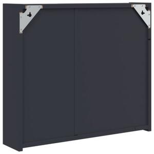 Szafka łazienkowa z lustrem i LED, szara, 60x13x52 cm