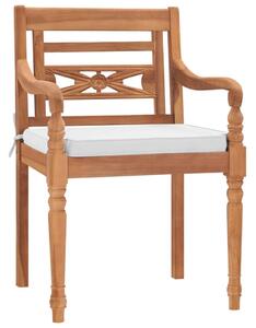 Krzesła Batavia z poduszkami, 2 szt., lite drewno tekowe
