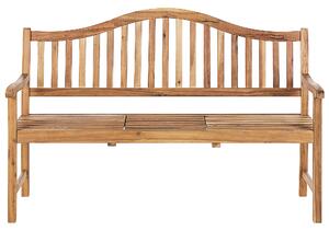 Ławka ogrodowa jasne drewno akacjowe 150 cm z rozkładanym stolikiem Hilo II Beliani