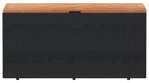 Skrzynia ogrodowa, czarna, 110x50x54 cm, polirattan i akacja