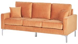 Sofa 3-osobowa welurowa srebrne metalowe nogi z poduszkami pomarańczowa Gavle Beliani