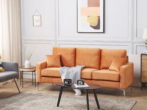 Sofa 3-osobowa welurowa srebrne metalowe nogi z poduszkami pomarańczowa Gavle Beliani