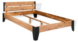 Rama łóżka z litego drewna akacjowego i stali, 140 x 200 cm
