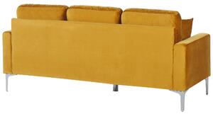 Sofa 3-osobowa welurowa srebrne metalowe nogi z poduszkami żółta Gavle Beliani