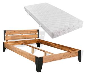Łóżko z materacem, lite drewno akacjowe, 140 x 200 cm