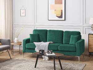 Sofa 3-osobowa welurowa zielona metalowe nogi z poduszkami pomarańczowa Gavle Beliani