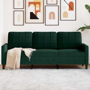 Sofa 3-osobowa, ciemnozielony, 180 cm, obita aksamitem