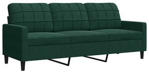 Sofa 3-osobowa, ciemnozielony, 180 cm, obita aksamitem