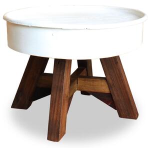 Stolik kawowy, lite drewno z odzysku, 60 x 45 cm, biały