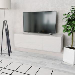 Biała szafka pod TV, 120x40x34 cm, płyta wiórowa, wysoki połysk