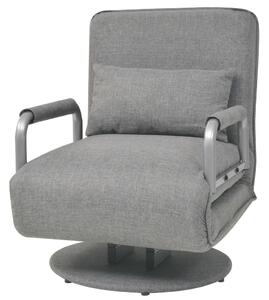 Obrotowy fotel rozkładany, jasnoszary, tkanina