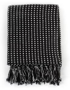 Bawełniana narzuta w kratkę, 160 x 210 cm, czarna