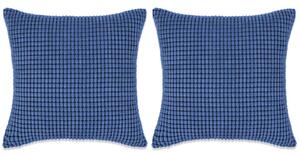 2-częściowy zestaw poduszek, welur, 60x60 cm, niebieskie