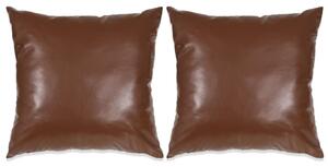 2-częściowy zestaw poduszek, PU, 45x45 cm, brązowy