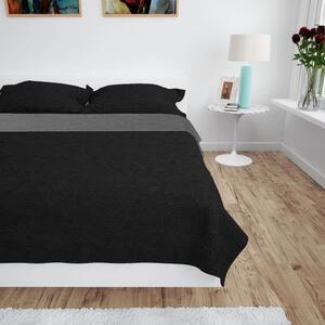 Dwustronna narzuta na łóżko, pikowana, 230x260 cm, szaro-czarna