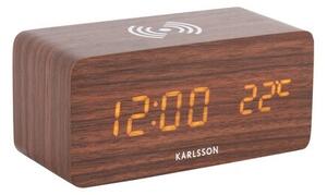 Karlsson 5933DW LED budzik/zegar z funkcją ładowania 15 cm, brązowy