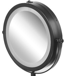Lusterko kosmetyczne LED powiększenie 1x/5x metalowa rama ø 13 cm czarne Tuchan Beliani