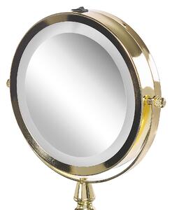 Lusterko kosmetyczne LED powiększenie 1x/5x metalowa rama ø 13 cm złote Maury Beliani