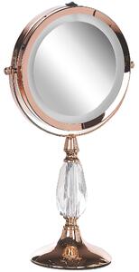 Lusterko kosmetyczne LED powiększenie 1x/5x metalowa rama ø 13 cm różowe złoto Maury Beliani