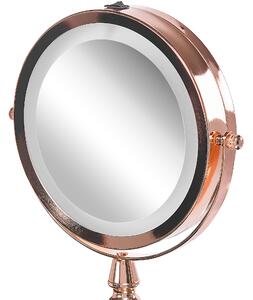 Lusterko kosmetyczne LED powiększenie 1x/5x metalowa rama ø 13 cm różowe złoto Maury Beliani