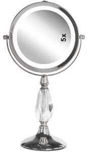 Lusterko kosmetyczne LED powiększenie 1x/5x metalowa rama ø 13 cm srebrne Maury Beliani