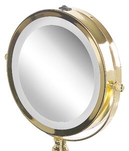 Lusterko kosmetyczne LED powiększenie 1x/5x metalowa rama ø 13 cm złote Claira Beliani